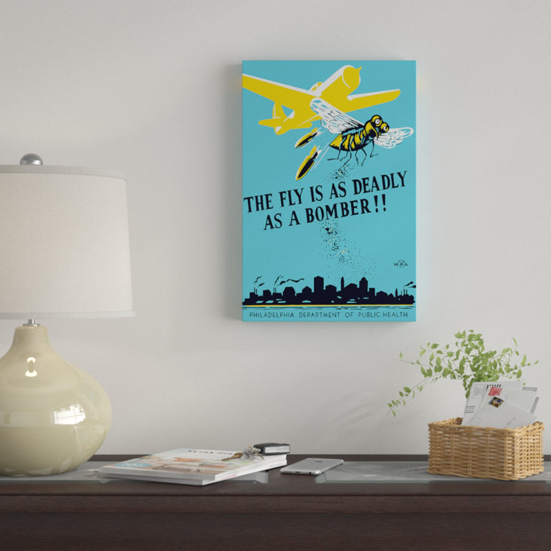 « wpa propagandas d’un plan de bomber et une rétro chute de germes » sur toile, H 26 po x l 18 po x P 1,5 po, Toile tendue