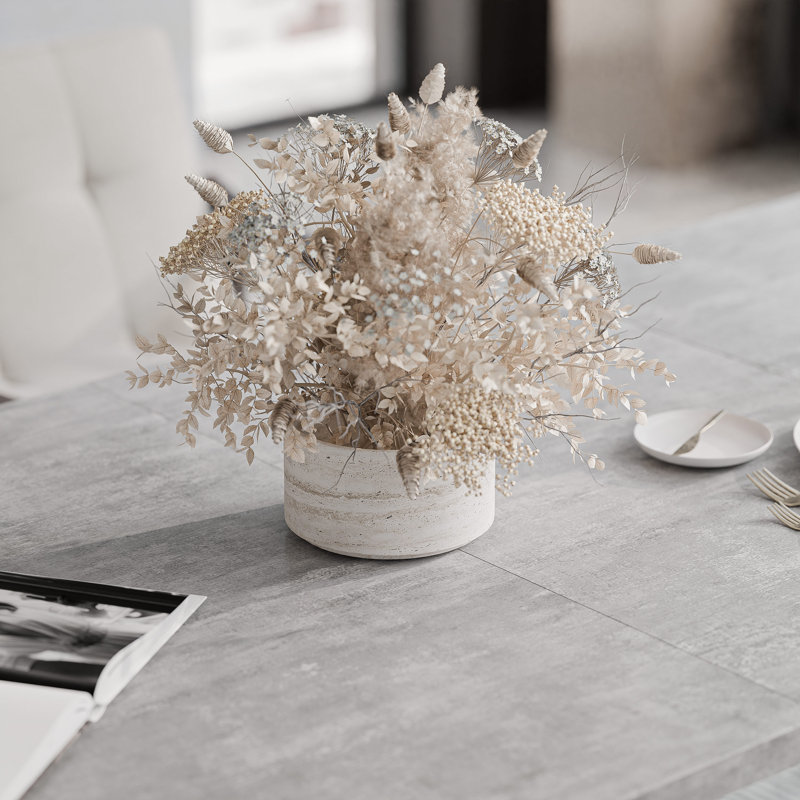 Metal Base Dining Table, White, Bellato Grey, 76cm H x 140cm W x 80cm D