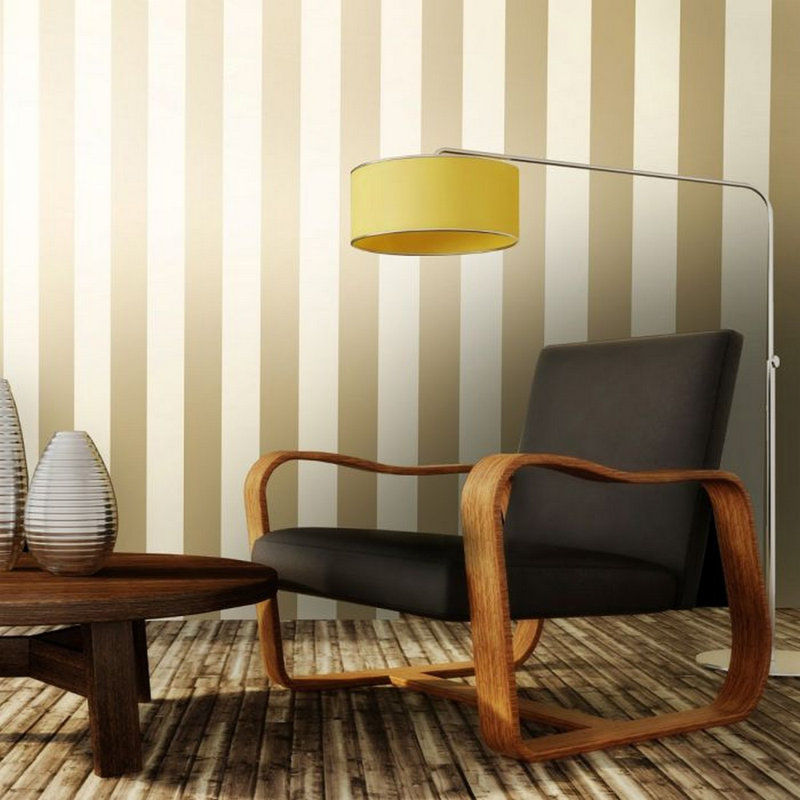10m x 53cm Metallic Finish Wallpaper Roll, Cream/Gold