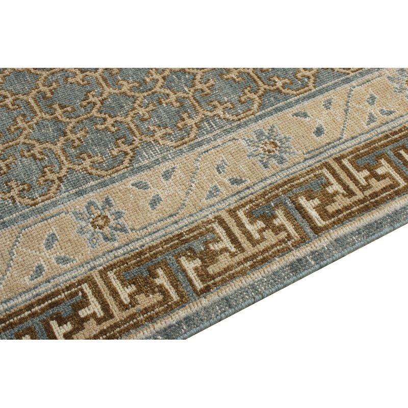 Distressed Homage Hand Knotted Wool Geometric Area Rug, Rectangle 9' x 12'