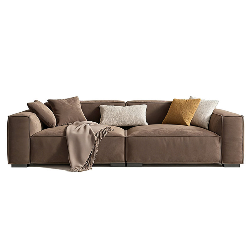 Coussin de canapé modulaire en cuir véritable Coffee, Café, H 27,56 po x l 110,24 po x P 39,37 po