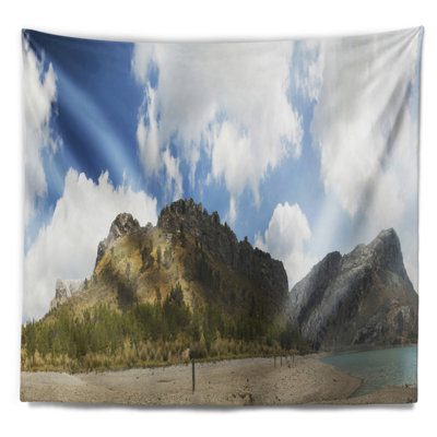 Paysage, lac et nuages, tapisserie panoramique