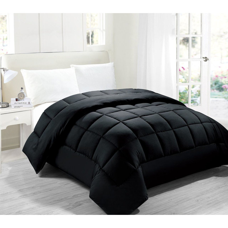 Édredon en duvet synthétique toutes saisons Crystal, Édredon très grand, Noir