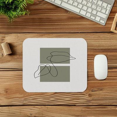 Botanical Plant Minimalist II Line Art Botanicals Leaf Modern Gaming Cute Office Laptop Desk Pad Gift Mat Square Rectangle Non-Slip Mousepad