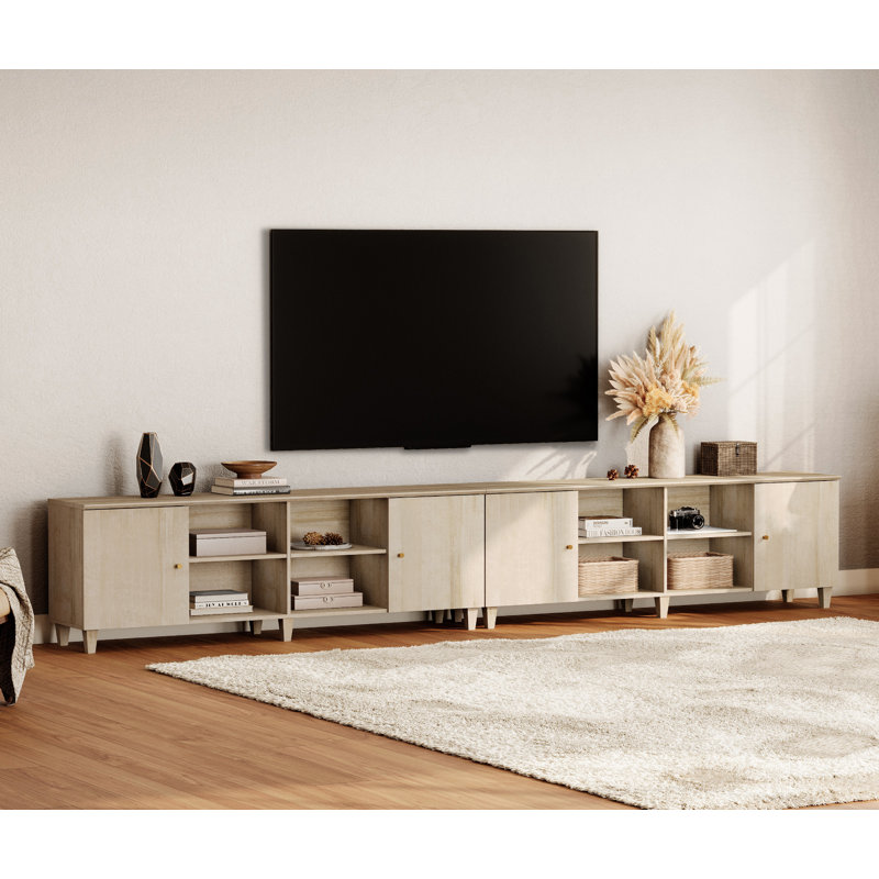 Cabriano Unfinished TV Stand for TVs up to 88", Natural Wood