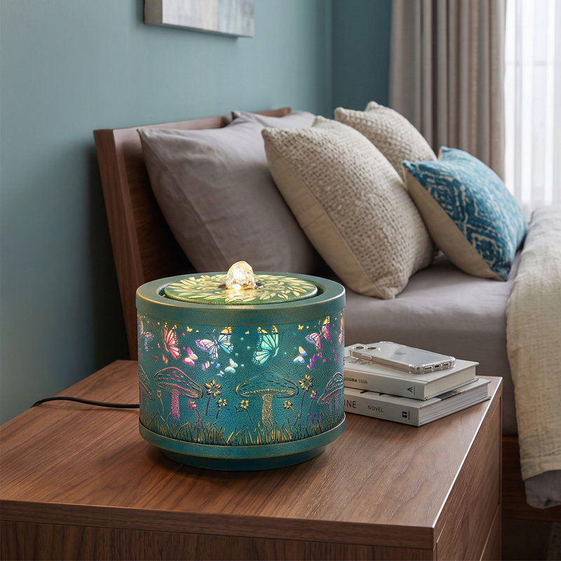 Creative Metal Tabletop Fountain with Light & Enchanted Forest Butterfly Design