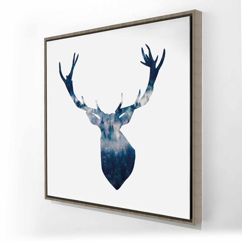 «Deer Head Landscape», art mural sur toile encadré pour la décoration intérieure