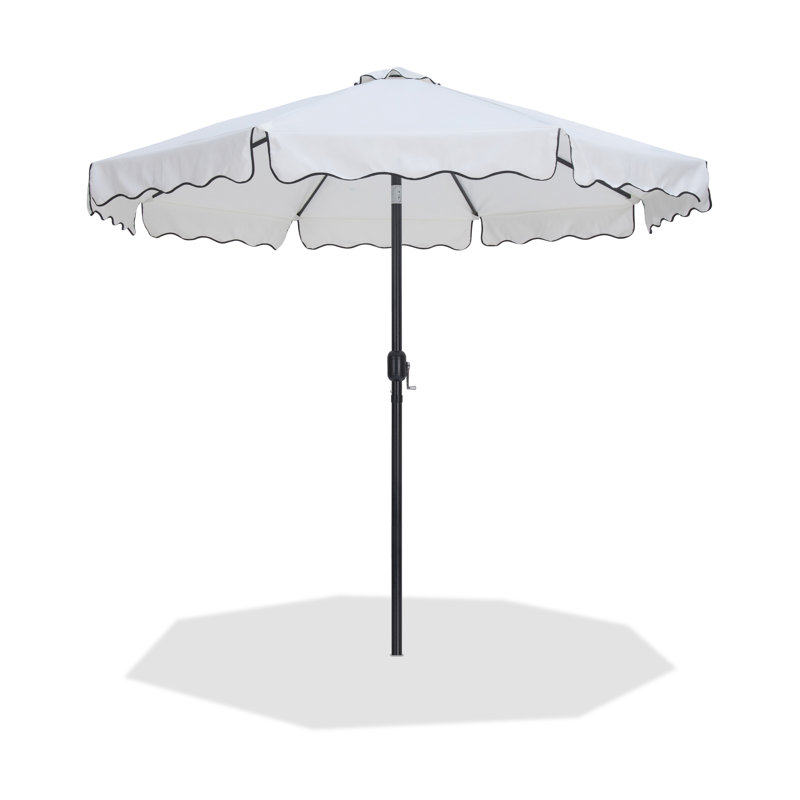 Amalfi With Piping Fabric Patio Umbrellas, White, Black