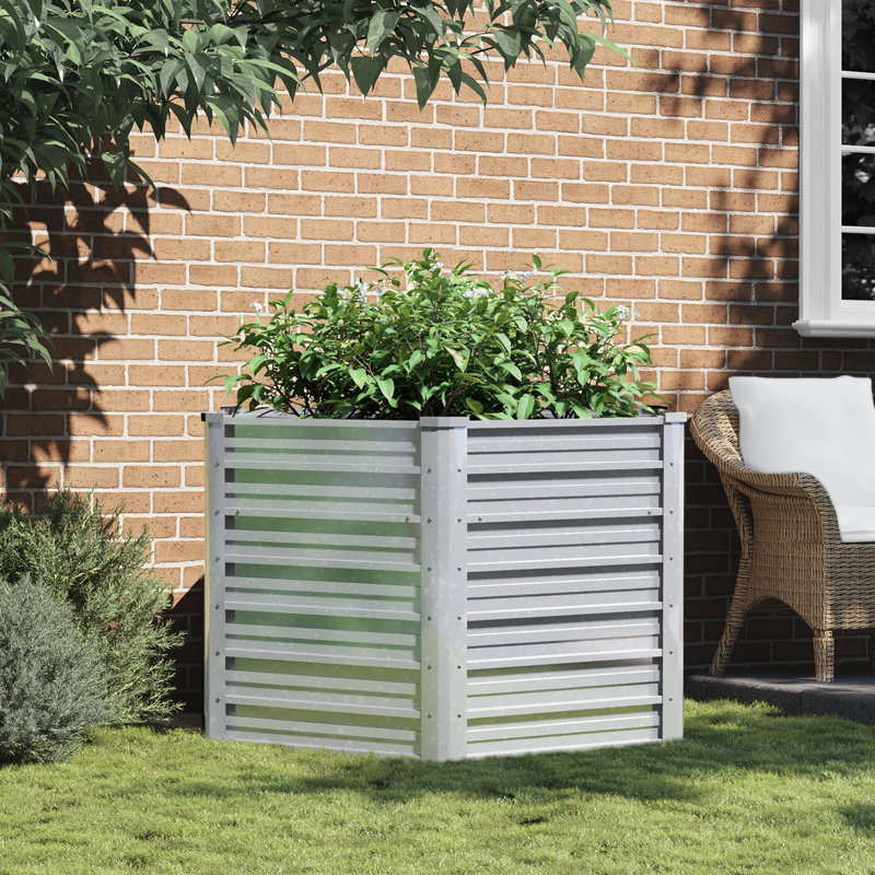  Lit surélevé de jardin en acier galvanisé argenté grand et durable