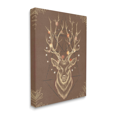 Croquis géométrique abstrait de bois de cerf rustique par Ziwei Li - impression d'art graphique