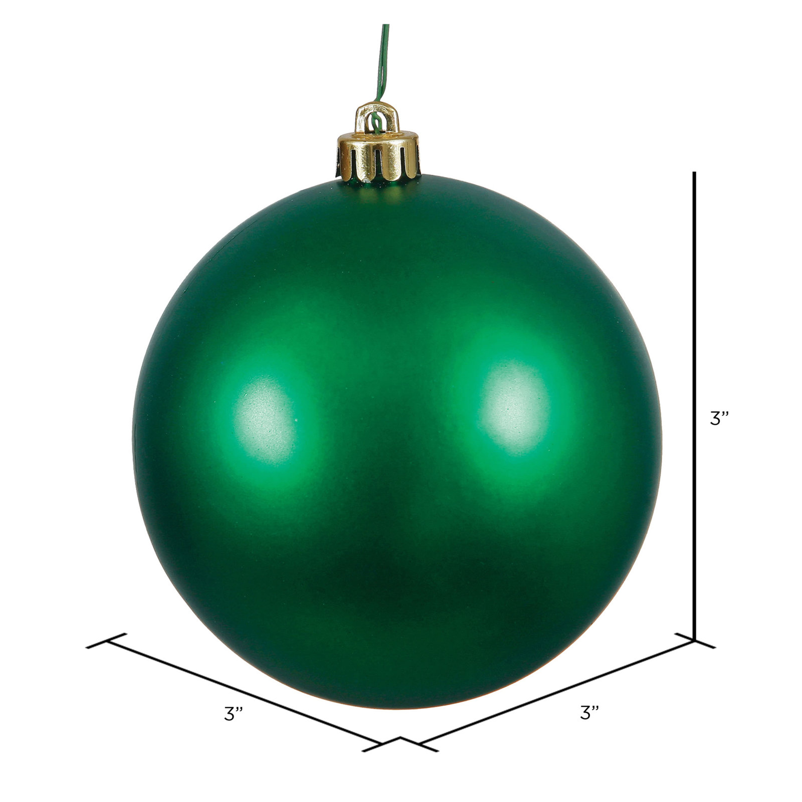 Shatterproof Bauble, 3" H x 3" W x 3" D, Matte Emerald