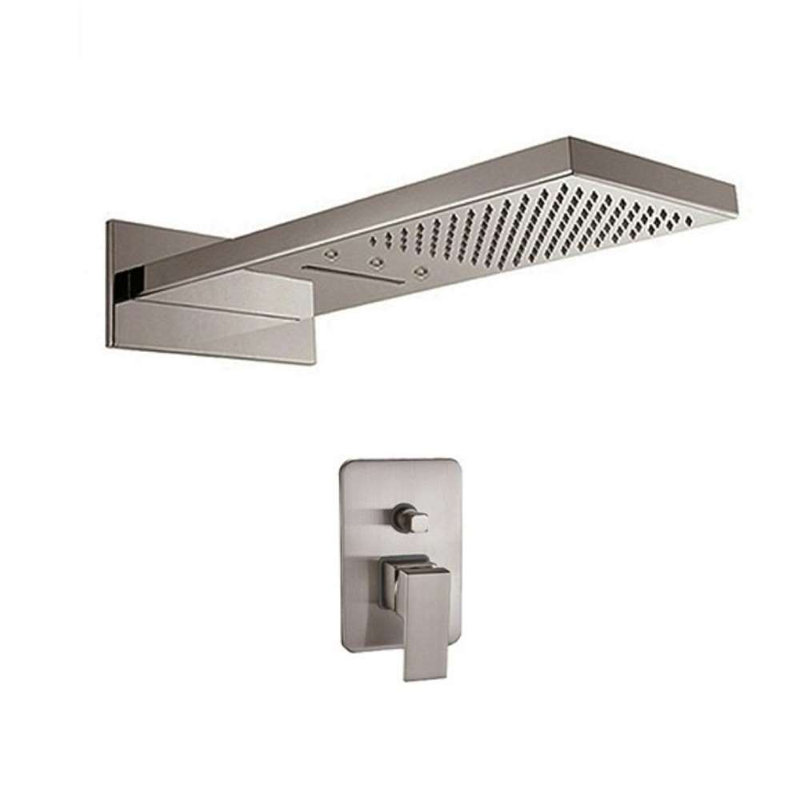 Brushed Nickel Bathroom Wall Mount Solid Brass Two ways Shower Head