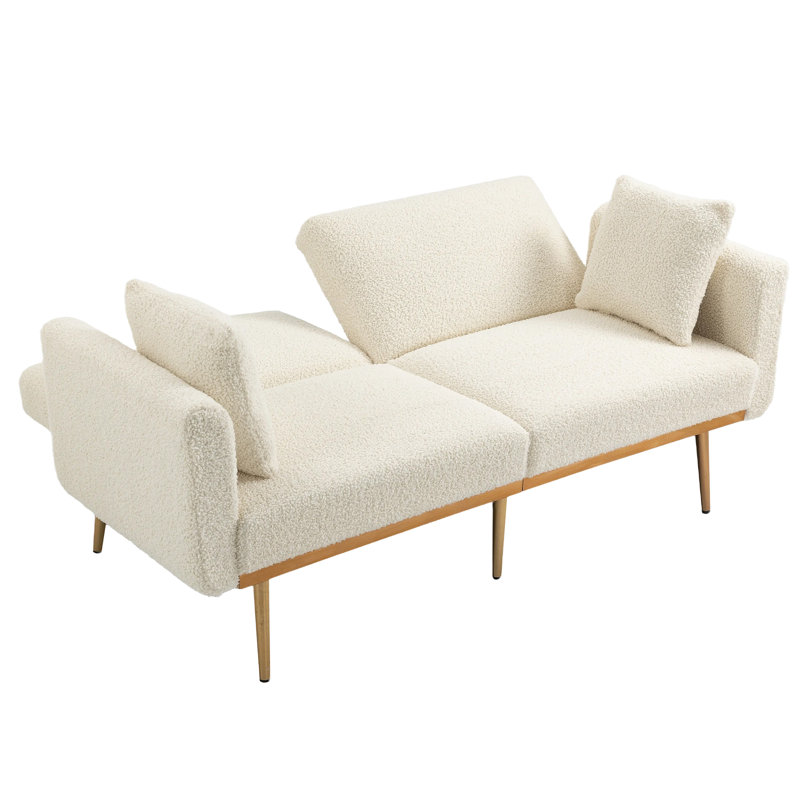 Adalaide 2 Seater Velvet Sofa Bed, White