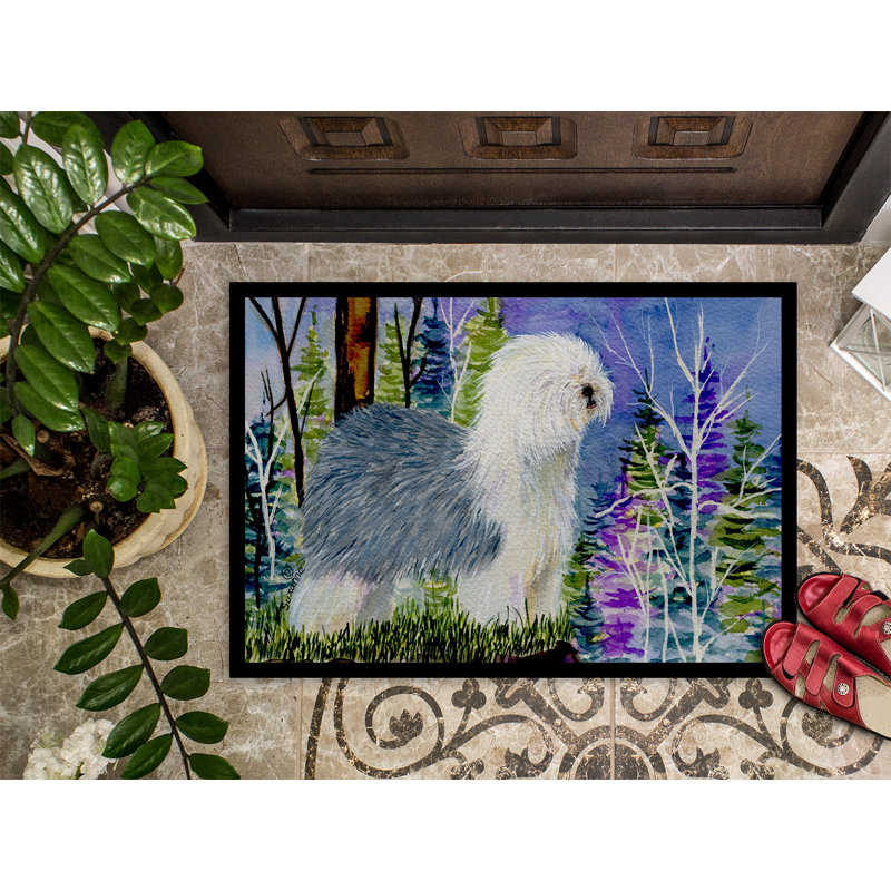 Tapis de porte d’intérieur anti-dérapant old english berger, Rectangle 2 pi x 3 pi