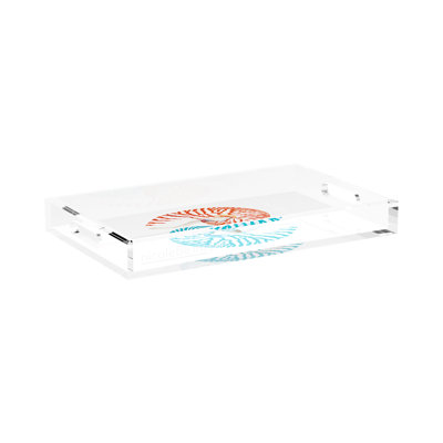 Nautilus Coral Turq Acrylic Rectangle Decorative Tray