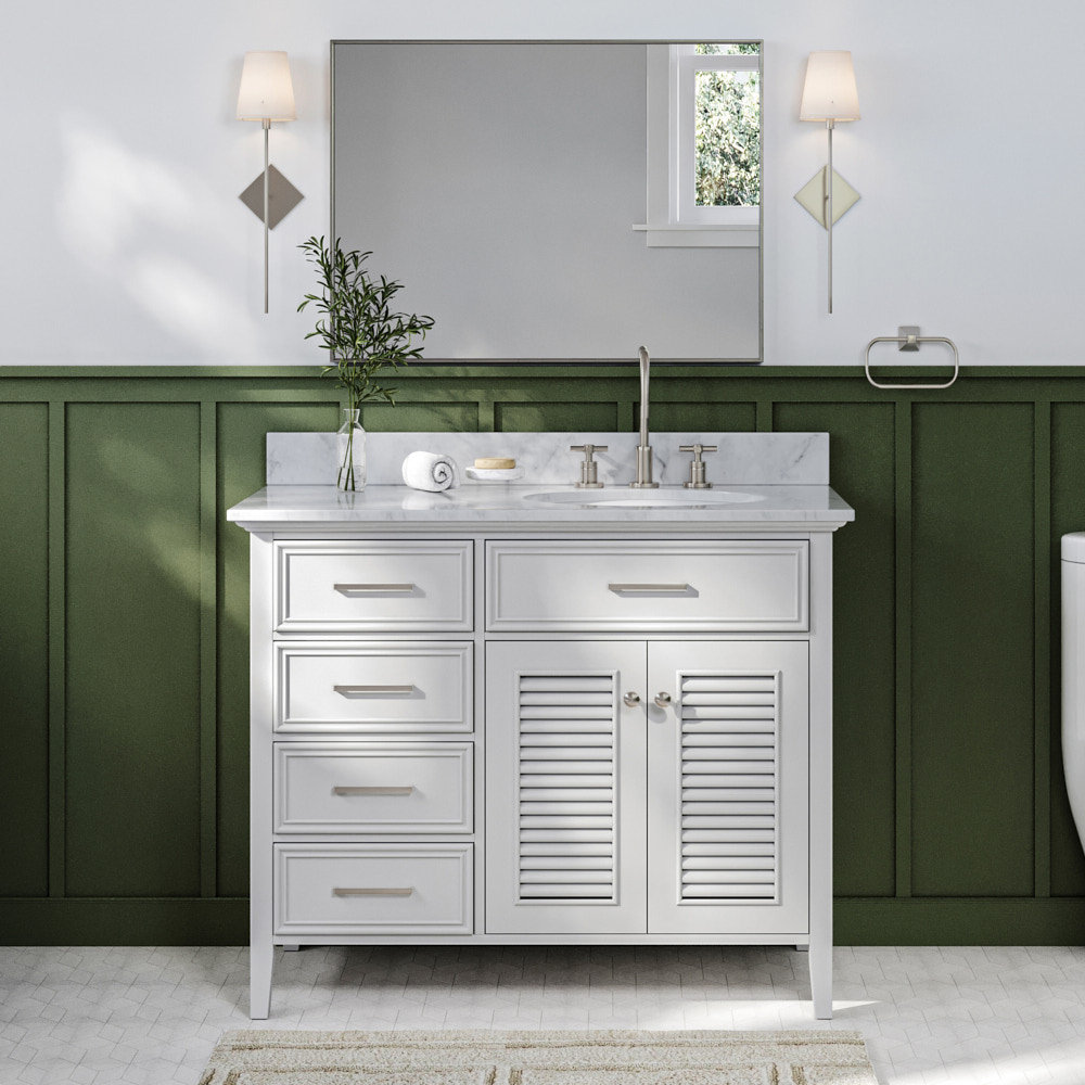 43'' Single Bathroom Vanity, White, Right