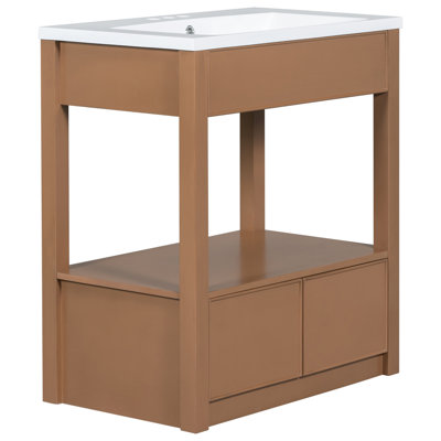 Dejuan 30'' Free Standing Single Bathroom Vanity with Ceramic Top -  Ebern Designs, 8D2773498F044D6A9674E4462B6F9350