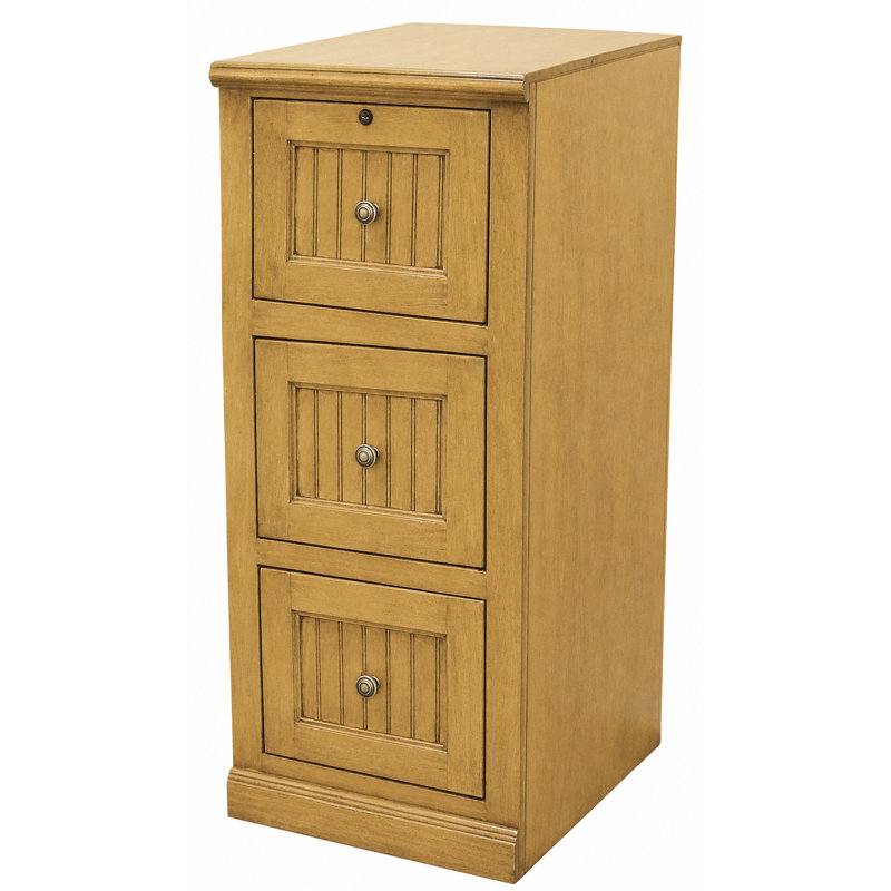 18.25'' Wide 3 -Drawer Solid Wood File Cabinet, European Yellow