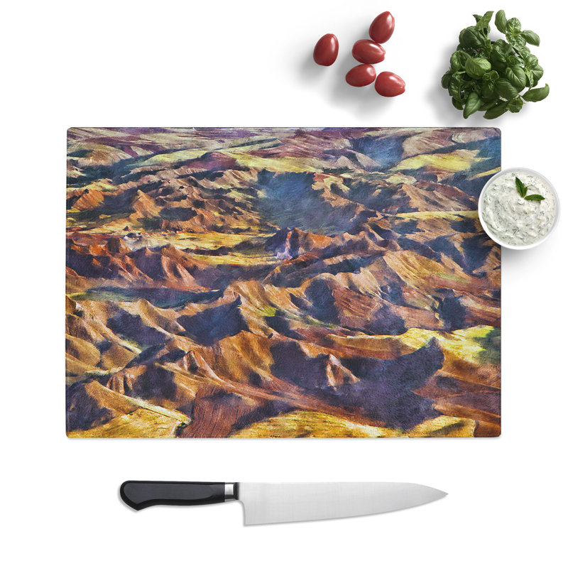 Mountains Painting Chopping Board, 0.4cm H x 28.5cm W x 39cm L