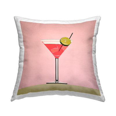 Coussin décoratif imprimé rose et rouge Martini par Irena Orlov