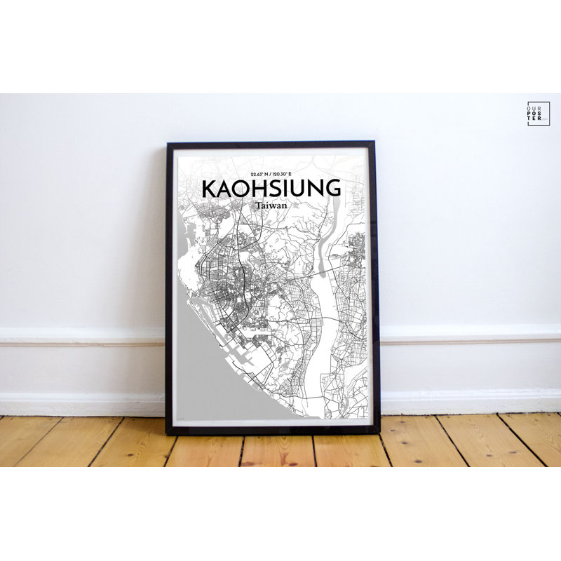 « kaohsiung city map », reproduction d’impression sur affiche en tons, H 17 po x l 11 po