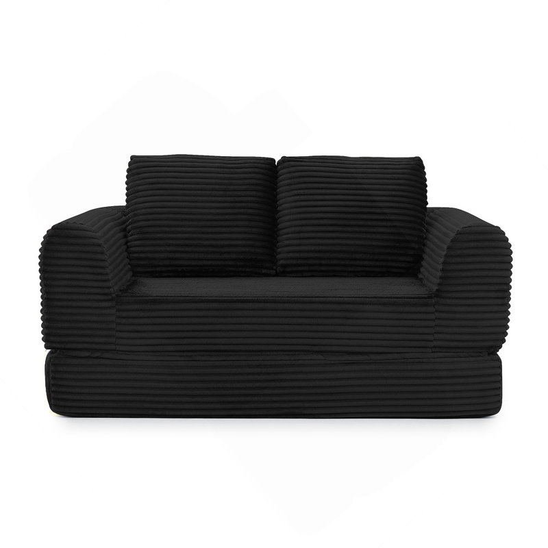 2-In-1 Folding Convertible Sofa Bed With Pull-Out Function And Modular Design For Modern Living Spaces., Black