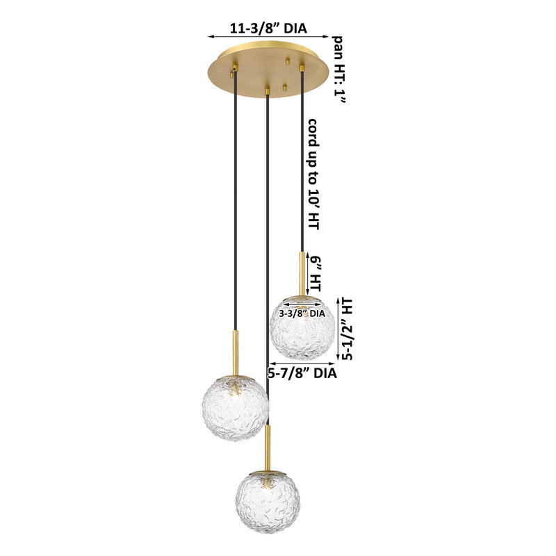 Barrington - Mini-luminaire suspendu à 3 lumières de 12 po - Ampoule non incluse - , Nickel poli