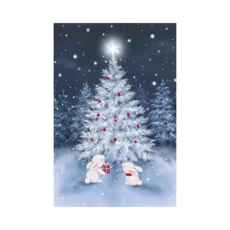 Tree With Rabbits 1 Piece Wrapped Canvas Wall Art, 20.32 cm H x 30.48 cm W