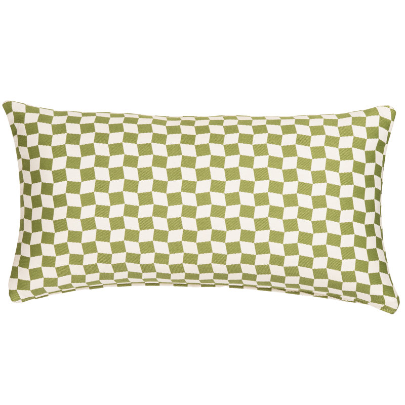 Coussin Delmore, Vert géométrique, polyester, Carré 16 po