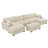 6 - Piece Upholstered White Faux Rabbit Fur Flannel Reversible Modular Sofa Living Room Sectional Couch with Ottoman-627037936