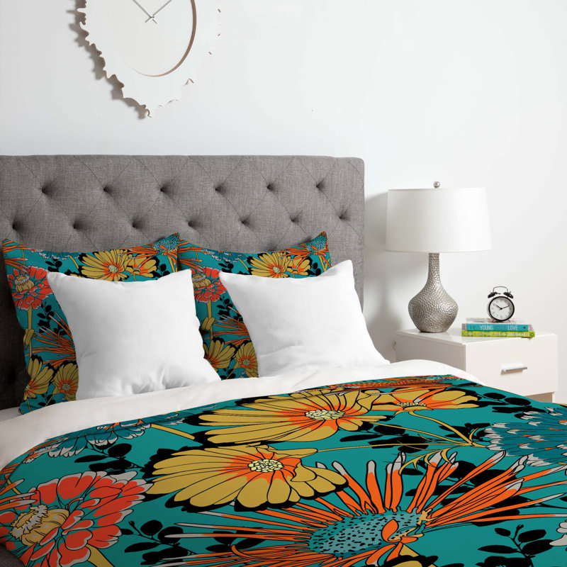 Juliana Curi Polyester Floral Duvet Cover, Twin/Twin XL Duvet Cover + 1 Standard Sham