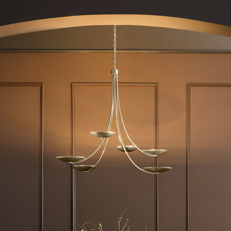 Lustre à 6 lumières XL en bronze champagne Palmela 45,75 pouces, Champagne Bronze, Quatre lumières