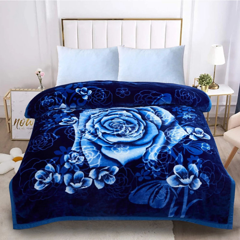 Weighted Throw Blanket, Rose Blue Floral