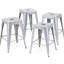 Tabourets de bar sans dossier en métal argenté antique, hauteur de comptoir 61 cm (24 pouces), ensemble de 4, non empilables, gain de place, montage facile, idéal pour 4 personnes, design compact, imperméable, pour cuisines et salles à manger.