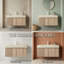 Meuble-lavabo flottant moderne de 36 po, plateau en pierre frittée (gris clair / travertin) avec lavabo en céramique et armoire en contreplaqué (chêne blanc / chêne brun) et 1 tiroir-202440661-202440660