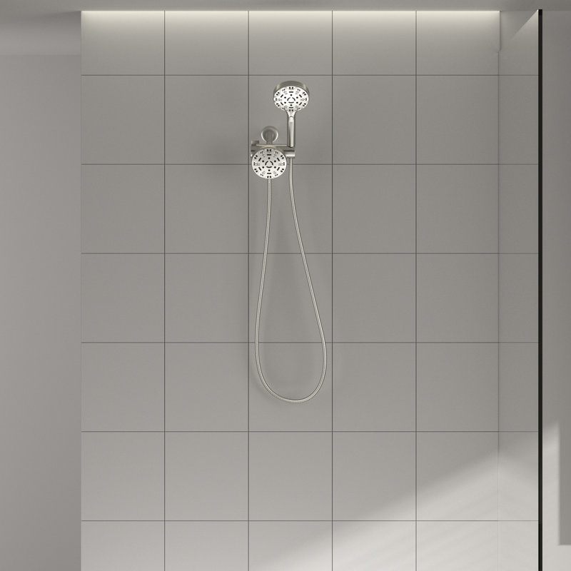 4.7" 8 Spary Settings Rain Multi Function Dual Shower Head, Brushed Nickel