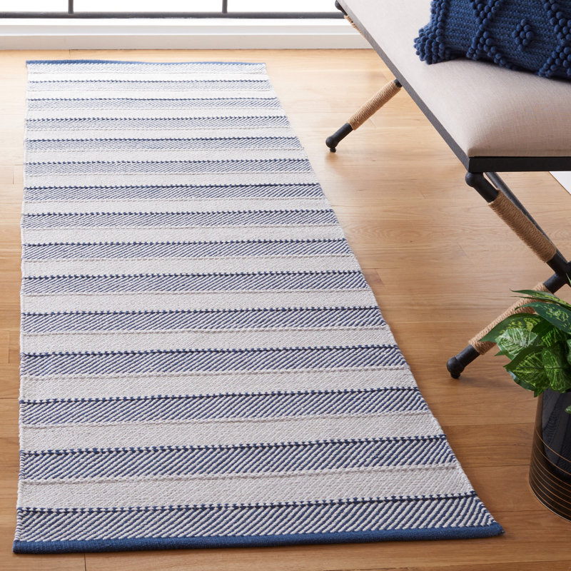 Striped Kilim 803 Area Rug in Grey / Blue, Runner 2'3" x 8'