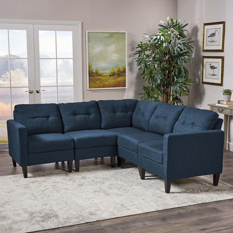 Canapé modulaire rembourré 5 pièces Mirod, Blue Fabric