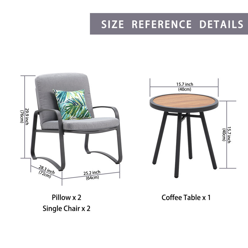 Thorbjorn 2 - Person Patio Conversation Sets with Cushions