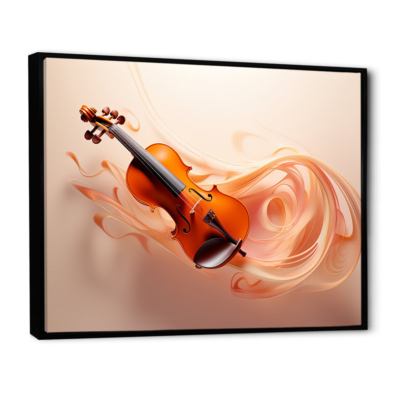«Vibrant Violin Auburn Elegance I», reproduction sur toile, Cadre flottant noir, H 12 po x l 20 po