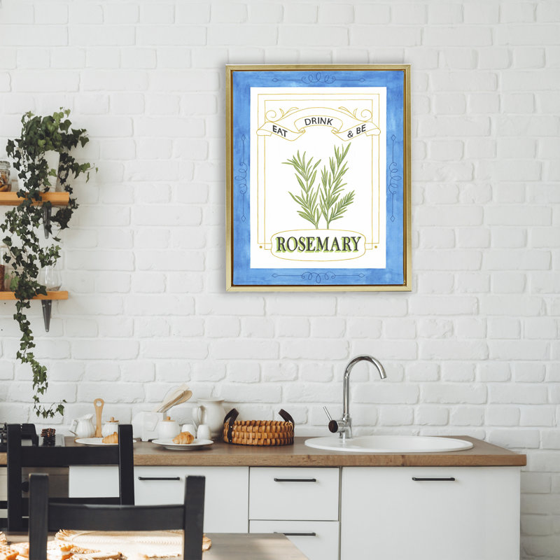 Cadre flottant Eat Drink & Be Rosemary, design par Lara Beeston, H 21 po x l 17 po, Cadre flottant métallique doré