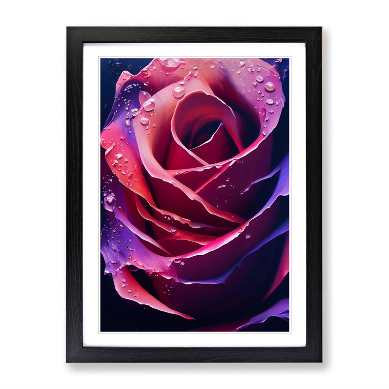 Rose Flower Vol.1 - Single Picture Frame Print, 64cm H x 46cm W x 2cm D, Walnut