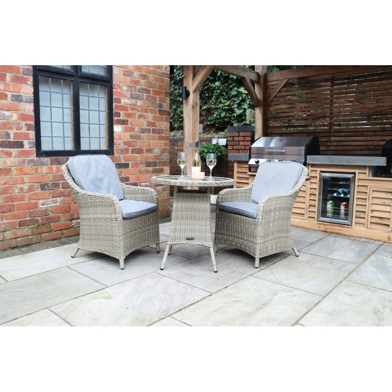 WENTWORTH 2 Seater Round Imperial Bistro Set (1 x 70cm Round Table & 2 x Chairs inc Cushions)