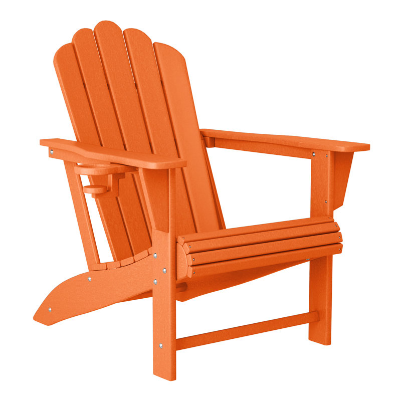 Chaise Adirondack en poly PEHD avec porte-gobelet Lucus, Orange