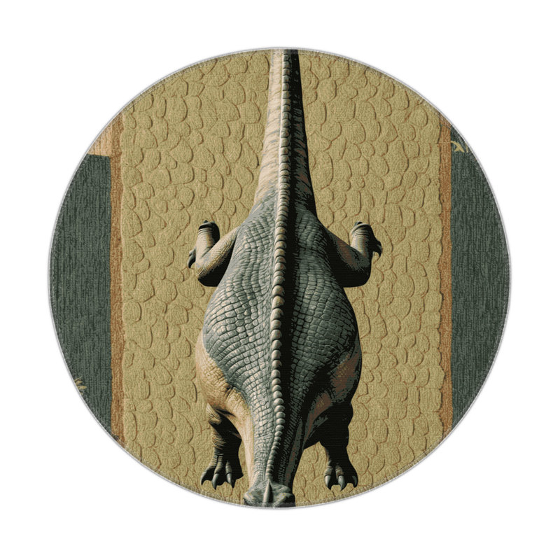 Dinosaurs Brown Indoor and Outdoor Area Rug, Rectangle 5' x 7'
