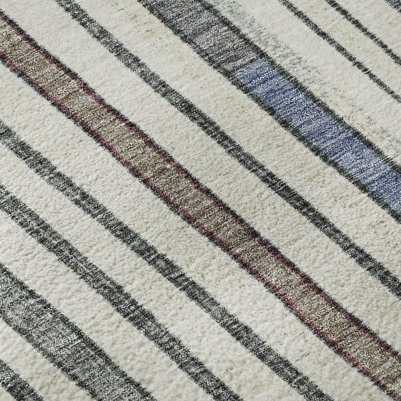 Tapis géométrique de qualité supérieure lavable à la machine Mayfield AMF2189, 5 pi x 7 pi 6 po, Noir