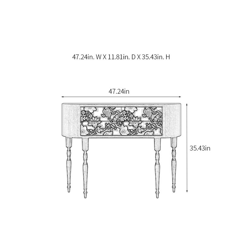 Retro Elegant Console Table, 35.43" H x 47.24" W x 11.81" D