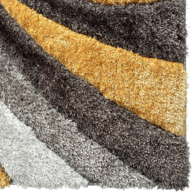 Tapis jaune à motif géométrique Koo, Rectangle 8 pi x 10 pi