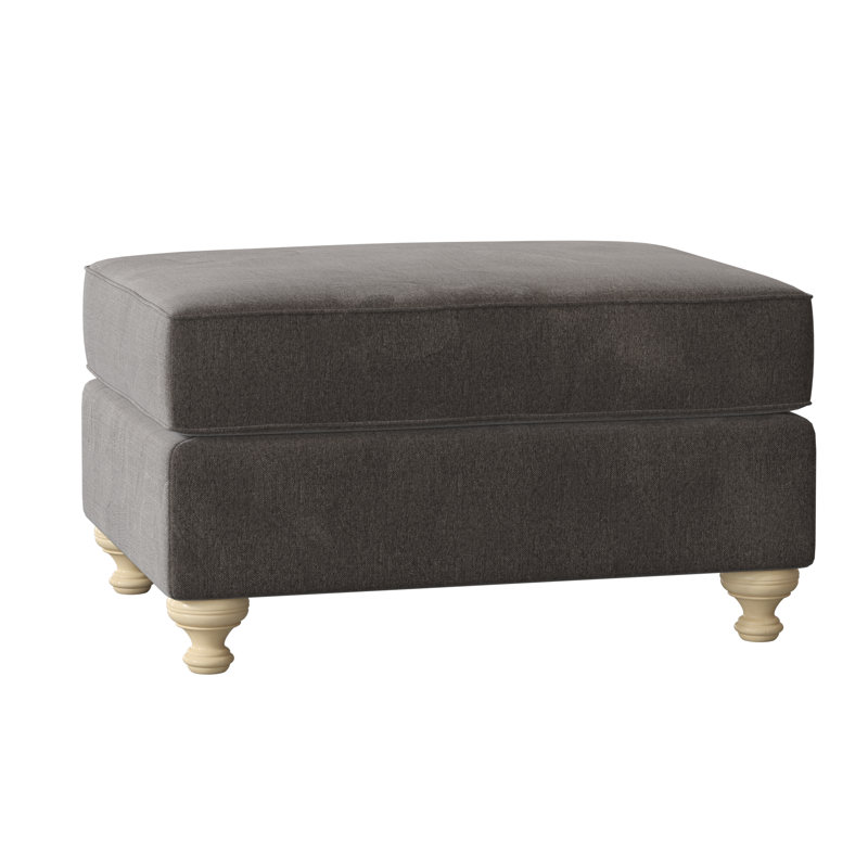 Repose-pieds rectangulaire 33 po Duckling, Velours performance gris Nickie 45, Lin