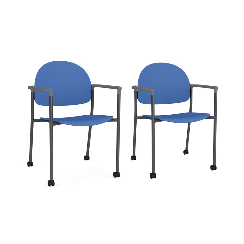 Chaise d'invité à chat avec roulettes, Gris anthracite, Poly cobalt bleu